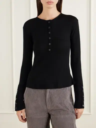 mfpen Ribbed Merino Wool-jersey Henley Top | Thumbnail 3 mfpen Ribbed Merino Wool-jersey Henley Top | Thumbnail 3