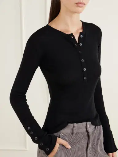 mfpen Ribbed Merino Wool-jersey Henley Top | Thumbnail 5 mfpen Ribbed Merino Wool-jersey Henley Top | Thumbnail 5