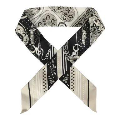 HERMÈS Hermes "Festival Des Amazones" Grege, Black, Blanc Silk | Thumbnail 1 HERMÈS Hermes "Festival Des Amazones" Grege, Black, Blanc Silk | Thumbnail 1