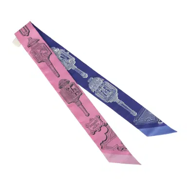 HERMÈS Hermes "Merveilleuses Lantern" Rose Bon Bon, Indigo Multi Silk | Thumbnail 2 HERMÈS Hermes "Merveilleuses Lantern" Rose Bon Bon, Indigo Multi Silk | Thumbnail 2