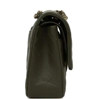 Chanel Pre-owned Chanel Medium Classic Double Flap Bag Khaki Lambskin Gold Hardware | Thumbnail 3 Chanel Pre-owned Chanel Medium Classic Double Flap Bag Khaki Lambskin Gold Hardware | Thumbnail 3