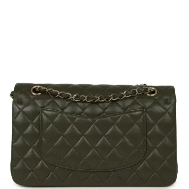 Chanel Pre-owned Chanel Medium Classic Double Flap Bag Khaki Lambskin Gold Hardware | Thumbnail 4 Chanel Pre-owned Chanel Medium Classic Double Flap Bag Khaki Lambskin Gold Hardware | Thumbnail 4