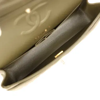 Chanel Pre-owned Chanel Medium Classic Double Flap Bag Khaki Lambskin Gold Hardware | Thumbnail 10 Chanel Pre-owned Chanel Medium Classic Double Flap Bag Khaki Lambskin Gold Hardware | Thumbnail 10