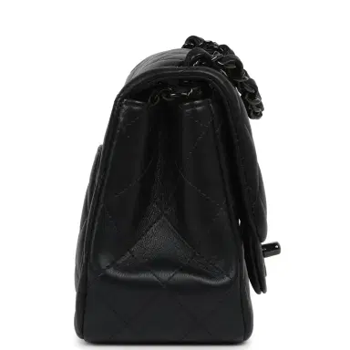 Chanel Pre-owned Chanel Mini Classic Square Flap Bag So Black Lambskin Black Hardware | Thumbnail 4 Chanel Pre-owned Chanel Mini Classic Square Flap Bag So Black Lambskin Black Hardware | Thumbnail 4