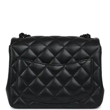 Chanel Pre-owned Chanel Mini Classic Square Flap Bag So Black Lambskin Black Hardware | Thumbnail 5 Chanel Pre-owned Chanel Mini Classic Square Flap Bag So Black Lambskin Black Hardware | Thumbnail 5