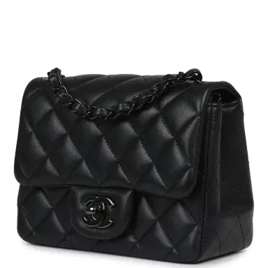 Chanel Pre-owned Chanel Mini Classic Square Flap Bag So Black Lambskin Black Hardware | Thumbnail 6 Chanel Pre-owned Chanel Mini Classic Square Flap Bag So Black Lambskin Black Hardware | Thumbnail 6
