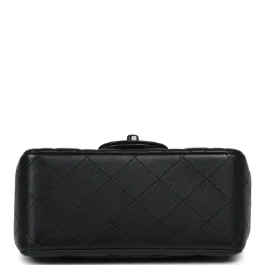Chanel Pre-owned Chanel Mini Classic Square Flap Bag So Black Lambskin Black Hardware | Thumbnail 7 Chanel Pre-owned Chanel Mini Classic Square Flap Bag So Black Lambskin Black Hardware | Thumbnail 7