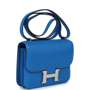 HERMÈS Pre-owned Hermes Constance 18 Bleu Hydra Chevre Mysore Palladium Hardware | Thumbnail 2 HERMÈS Pre-owned Hermes Constance 18 Bleu Hydra Chevre Mysore Palladium Hardware | Thumbnail 2