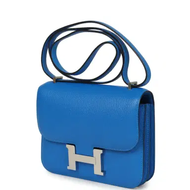 HERMÈS Pre-owned Hermes Constance 18 Bleu Hydra Chevre Mysore Palladium Hardware | Thumbnail 5 HERMÈS Pre-owned Hermes Constance 18 Bleu Hydra Chevre Mysore Palladium Hardware | Thumbnail 5