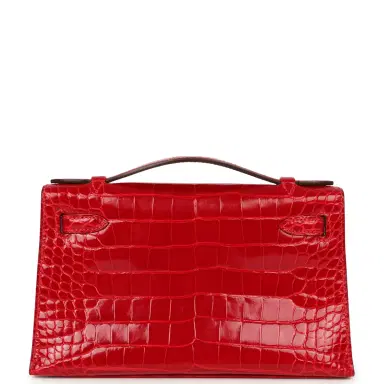 HERMÈS Pre-owned Hermes Kelly Pochette Braise Shiny Alligator Gold Hardware | Thumbnail 4 HERMÈS Pre-owned Hermes Kelly Pochette Braise Shiny Alligator Gold Hardware | Thumbnail 4