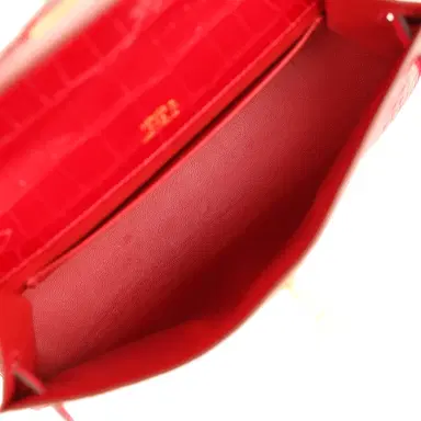 HERMÈS Pre-owned Hermes Kelly Pochette Braise Shiny Alligator Gold Hardware | Thumbnail 8 HERMÈS Pre-owned Hermes Kelly Pochette Braise Shiny Alligator Gold Hardware | Thumbnail 8