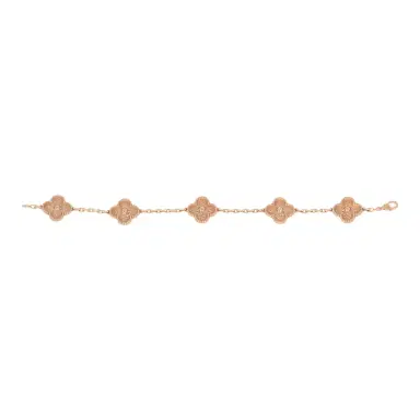 Van Cleef & Arpels Van Cleef & Arpels Vintage Alhambra 5 Motif Bracelet Hammered 18K | Thumbnail 2 Van Cleef & Arpels Van Cleef & Arpels Vintage Alhambra 5 Motif Bracelet Hammered 18K | Thumbnail 2