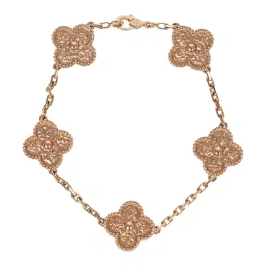 Van Cleef & Arpels Van Cleef & Arpels Vintage Alhambra 5 Motif Bracelet Hammered 18K | Thumbnail 1 Van Cleef & Arpels Van Cleef & Arpels Vintage Alhambra 5 Motif Bracelet Hammered 18K | Thumbnail 1