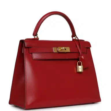HERMÈS Vintage Hermes Kelly 28 Sellier Rouge Vif Tadelakt Gold Hardware | Thumbnail 2 HERMÈS Vintage Hermes Kelly 28 Sellier Rouge Vif Tadelakt Gold Hardware | Thumbnail 2