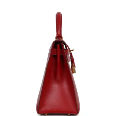 HERMÈS Vintage Hermes Kelly 28 Sellier Rouge Vif Tadelakt Gold Hardware | Thumbnail 3 HERMÈS Vintage Hermes Kelly 28 Sellier Rouge Vif Tadelakt Gold Hardware | Thumbnail 3