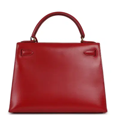 HERMÈS Vintage Hermes Kelly 28 Sellier Rouge Vif Tadelakt Gold Hardware | Thumbnail 4 HERMÈS Vintage Hermes Kelly 28 Sellier Rouge Vif Tadelakt Gold Hardware | Thumbnail 4