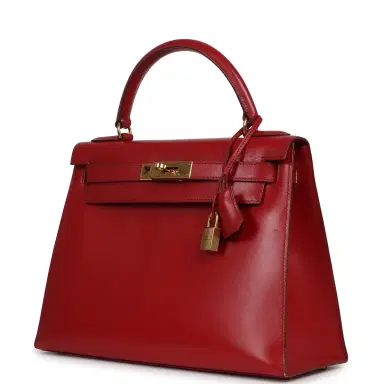 HERMÈS Vintage Hermes Kelly 28 Sellier Rouge Vif Tadelakt Gold Hardware | Thumbnail 5 HERMÈS Vintage Hermes Kelly 28 Sellier Rouge Vif Tadelakt Gold Hardware | Thumbnail 5