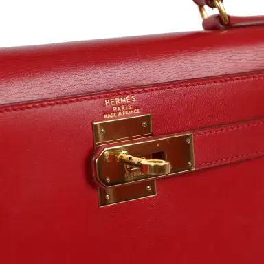 HERMÈS Vintage Hermes Kelly 28 Sellier Rouge Vif Tadelakt Gold Hardware | Thumbnail 7 HERMÈS Vintage Hermes Kelly 28 Sellier Rouge Vif Tadelakt Gold Hardware | Thumbnail 7