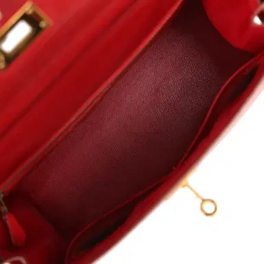 HERMÈS Vintage Hermes Kelly 28 Sellier Rouge Vif Tadelakt Gold Hardware | Thumbnail 8 HERMÈS Vintage Hermes Kelly 28 Sellier Rouge Vif Tadelakt Gold Hardware | Thumbnail 8