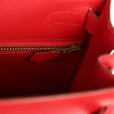 HERMÈS Vintage Hermes Kelly 28 Sellier Rouge Vif Tadelakt Gold Hardware | Thumbnail 9 HERMÈS Vintage Hermes Kelly 28 Sellier Rouge Vif Tadelakt Gold Hardware | Thumbnail 9