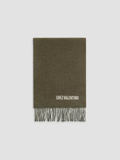 Valentino Men's Wool Scarf with Chez Embroidery | Thumbnail 4 Valentino Men's Wool Scarf with Chez Embroidery | Thumbnail 4