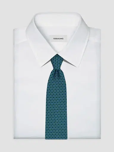 Ferragamo Men's Interlocking Gancini Silk Tie | Thumbnail 2 Ferragamo Men's Interlocking Gancini Silk Tie | Thumbnail 2