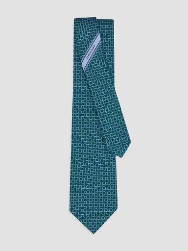 Ferragamo Men's Interlocking Gancini Silk Tie | Thumbnail 3 Ferragamo Men's Interlocking Gancini Silk Tie | Thumbnail 3
