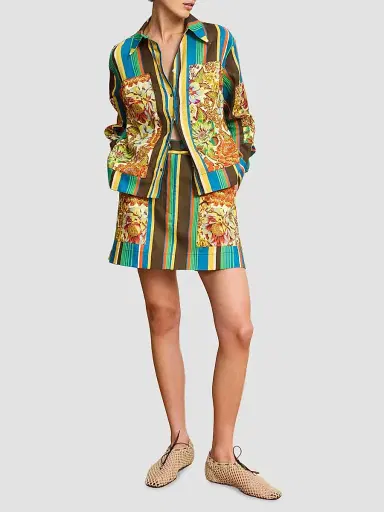 ALÉMAIS Women's Charlie Graphic Linen Miniskirt | Thumbnail 2 ALÉMAIS Women's Charlie Graphic Linen Miniskirt | Thumbnail 2