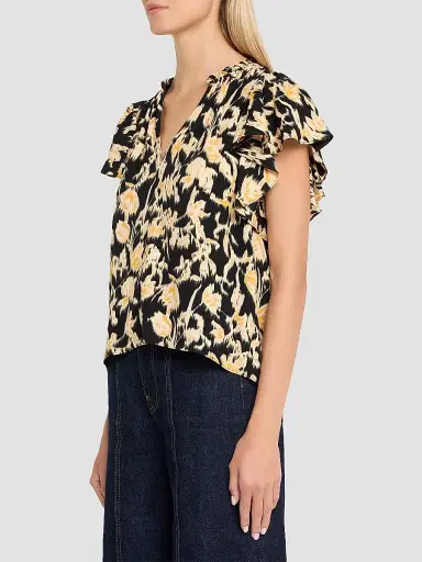 Ulla Johnson Women's Lilo Flutter-Sleeve Blouse | Thumbnail 3 Ulla Johnson Women's Lilo Flutter-Sleeve Blouse | Thumbnail 3