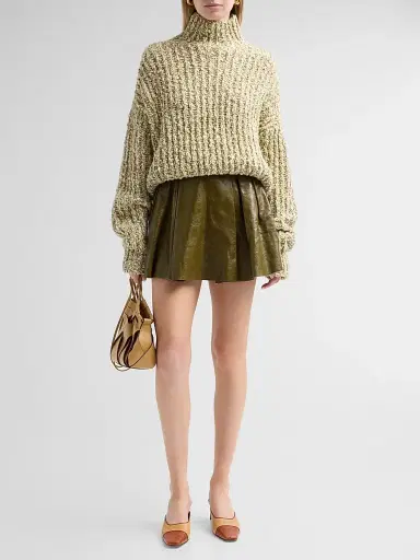 Ulla Johnson Women's Sophie Crinkled Leather A-Line Mini Skirt | Thumbnail 2 Ulla Johnson Women's Sophie Crinkled Leather A-Line Mini Skirt | Thumbnail 2