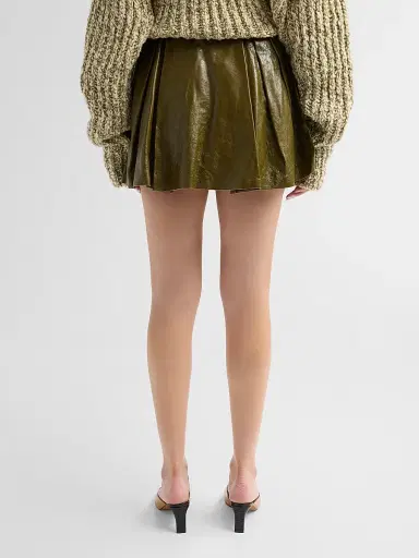 Ulla Johnson Women's Sophie Crinkled Leather A-Line Mini Skirt | Thumbnail 3 Ulla Johnson Women's Sophie Crinkled Leather A-Line Mini Skirt | Thumbnail 3