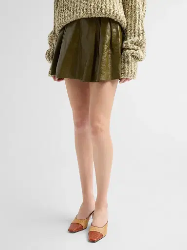 Ulla Johnson Women's Sophie Crinkled Leather A-Line Mini Skirt | Thumbnail 4 Ulla Johnson Women's Sophie Crinkled Leather A-Line Mini Skirt | Thumbnail 4