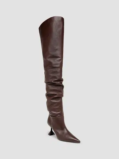 Amina Muaddi Women's Olivia 70MM Leather Over-The-Knee Boots | Thumbnail 2 Amina Muaddi Women's Olivia 70MM Leather Over-The-Knee Boots | Thumbnail 2