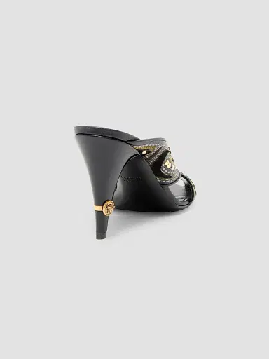 Versace Women's 90MM Leather Cone-Heel Mules | Thumbnail 3 Versace Women's 90MM Leather Cone-Heel Mules | Thumbnail 3