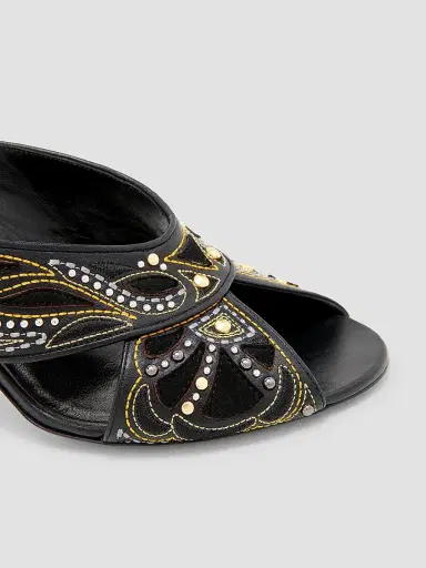 Versace Women's 90MM Leather Cone-Heel Mules | Thumbnail 5 Versace Women's 90MM Leather Cone-Heel Mules | Thumbnail 5