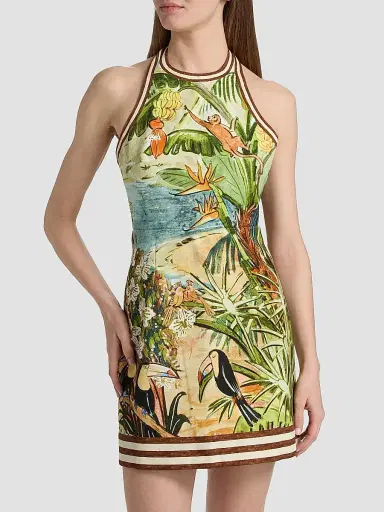 ALÉMAIS Women's Toucan Tango Tropical Print Halterneck Minidress | Thumbnail 3 ALÉMAIS Women's Toucan Tango Tropical Print Halterneck Minidress | Thumbnail 3