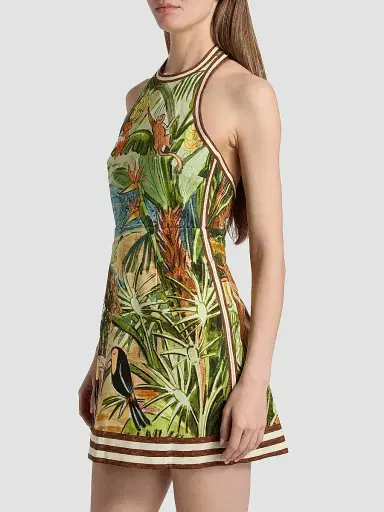 ALÉMAIS Women's Toucan Tango Tropical Print Halterneck Minidress | Thumbnail 4 ALÉMAIS Women's Toucan Tango Tropical Print Halterneck Minidress | Thumbnail 4