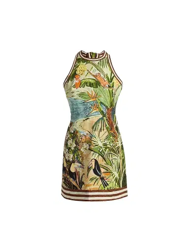 ALÉMAIS Women's Toucan Tango Tropical Print Halterneck Minidress | Thumbnail 1 ALÉMAIS Women's Toucan Tango Tropical Print Halterneck Minidress | Thumbnail 1