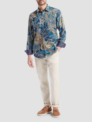 Robert Graham Men's Chorro Embroidered Leaf Print Shirt | Thumbnail 2 Robert Graham Men's Chorro Embroidered Leaf Print Shirt | Thumbnail 2