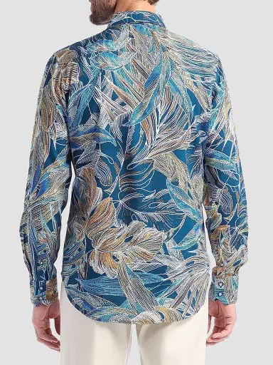 Robert Graham Men's Chorro Embroidered Leaf Print Shirt | Thumbnail 4 Robert Graham Men's Chorro Embroidered Leaf Print Shirt | Thumbnail 4