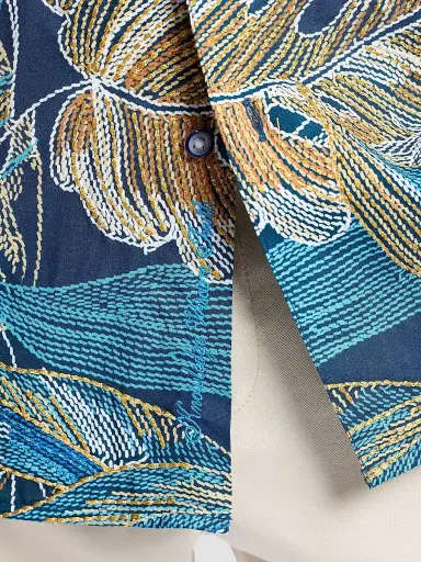 Robert Graham Men's Chorro Embroidered Leaf Print Shirt | Thumbnail 6 Robert Graham Men's Chorro Embroidered Leaf Print Shirt | Thumbnail 6
