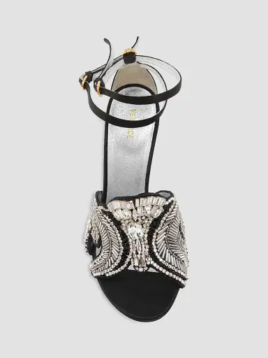 Versace Women's 110MM Crystal-Embellished Leather Sandals | Thumbnail 4 Versace Women's 110MM Crystal-Embellished Leather Sandals | Thumbnail 4