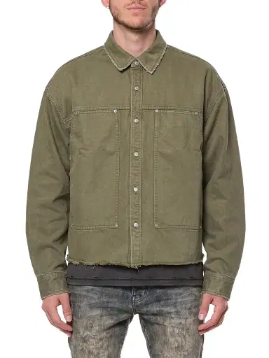 Purple Brand Men's Cotton Twill Crop Shirt Jacket | Thumbnail 1 Purple Brand Men's Cotton Twill Crop Shirt Jacket | Thumbnail 1