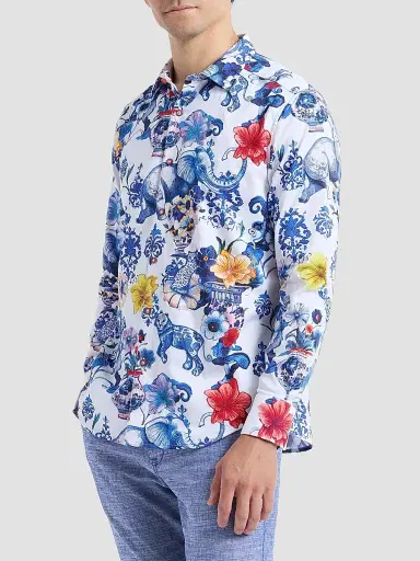 Robert Graham Men's Piccadilly Floral Cotton Shirt | Thumbnail 4 Robert Graham Men's Piccadilly Floral Cotton Shirt | Thumbnail 4