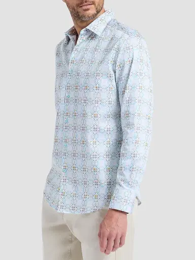 Robert Graham Men's Runnymede Geometric Stretch-Cotton Shirt | Thumbnail 4 Robert Graham Men's Runnymede Geometric Stretch-Cotton Shirt | Thumbnail 4
