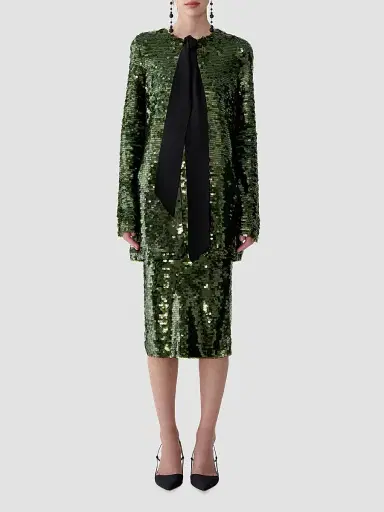 Carolina Herrera Women's Sequined Tieneck Longline Cardigan | Thumbnail 2 Carolina Herrera Women's Sequined Tieneck Longline Cardigan | Thumbnail 2