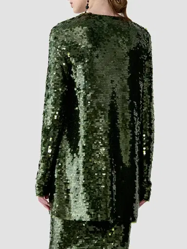 Carolina Herrera Women's Sequined Tieneck Longline Cardigan | Thumbnail 3 Carolina Herrera Women's Sequined Tieneck Longline Cardigan | Thumbnail 3