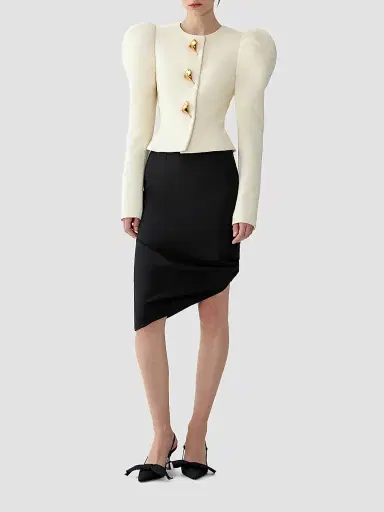 Carolina Herrera Women's Stretch-Wool Puff-Sleeve Jacket | Thumbnail 2 Carolina Herrera Women's Stretch-Wool Puff-Sleeve Jacket | Thumbnail 2
