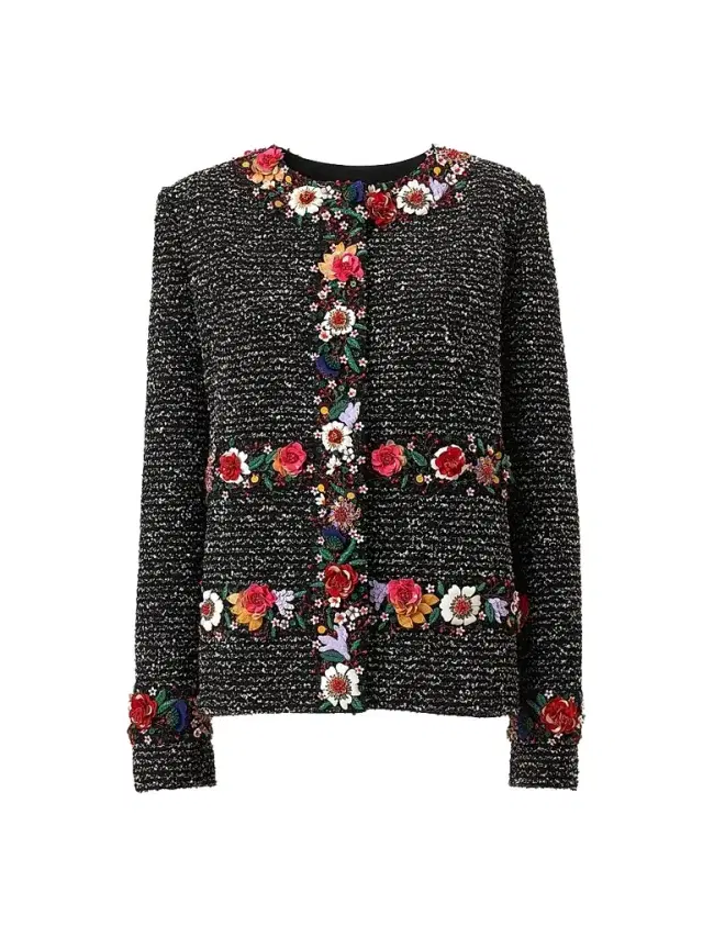 Women's 3D Floral Bouclé Long-Sleeve Jacket Women's 3D Floral Bouclé Long-Sleeve Jacket