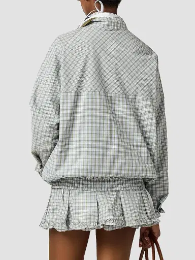 Miu Miu Women's Checked Technical Fabric Blouson Jacket | Thumbnail 3 Miu Miu Women's Checked Technical Fabric Blouson Jacket | Thumbnail 3